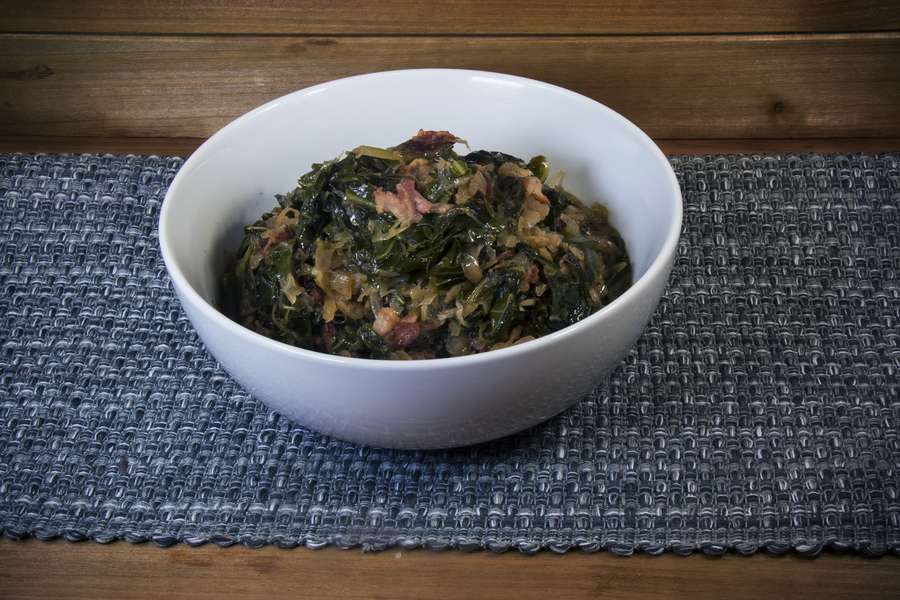 Frank’s Bacon Braised Kraut and Greens