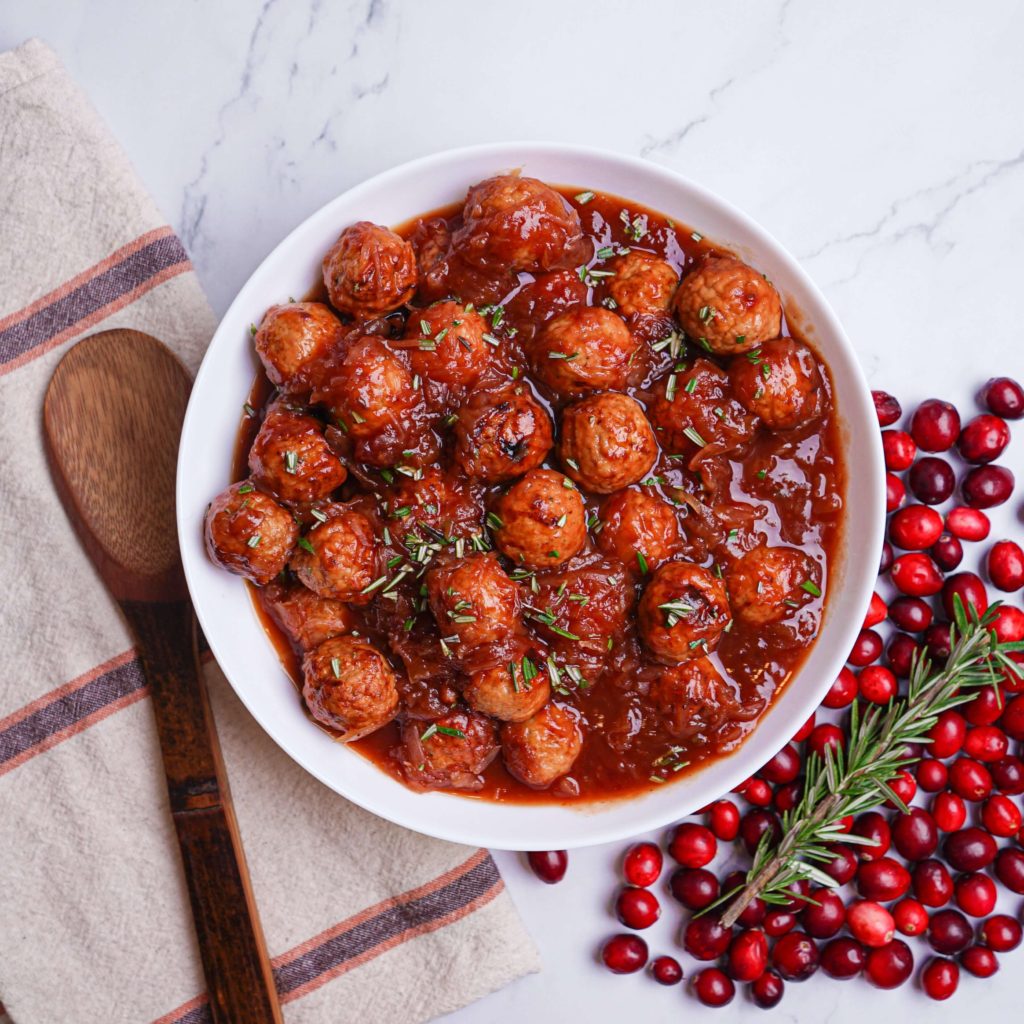 Cranberry Kraut Meatballs in a bowl