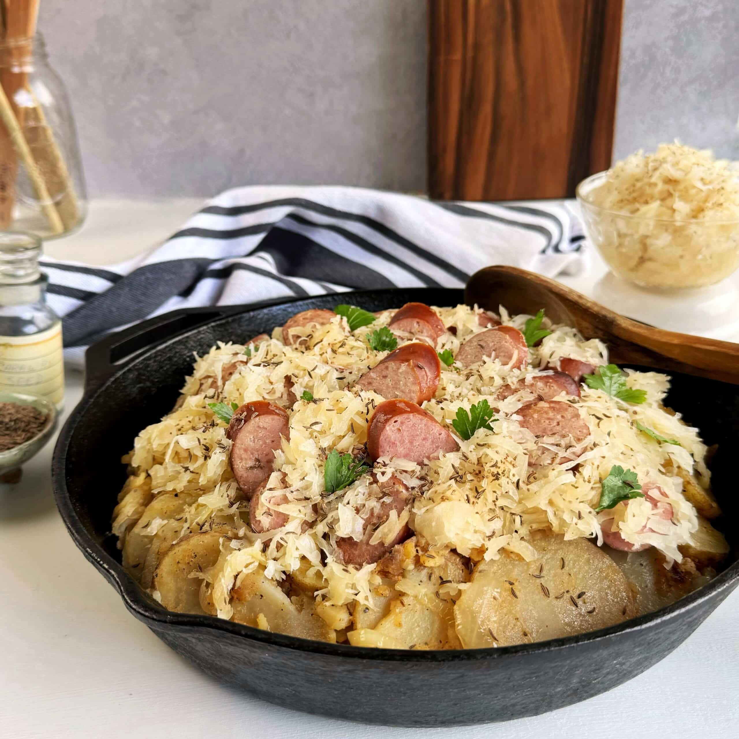 Smoked Sausage and Sweet Kraut Skillet Meal