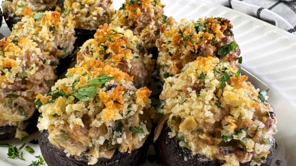 Kraut and Sausage Stuffed Mushrooms