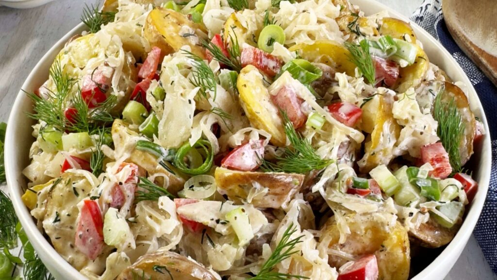Roasted Potato Salad with Frank’s Kraut