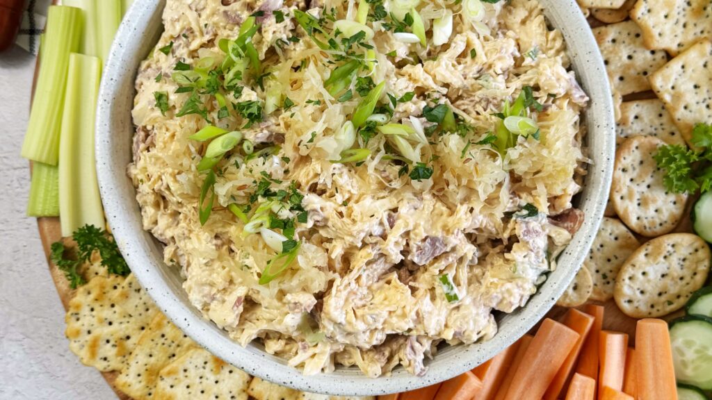 Reuben Cracker Spread with Bavarian Kraut
