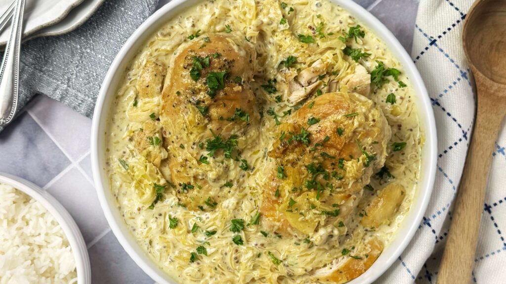 Slow Cooker Creamy Chicken with Mustard Kraut