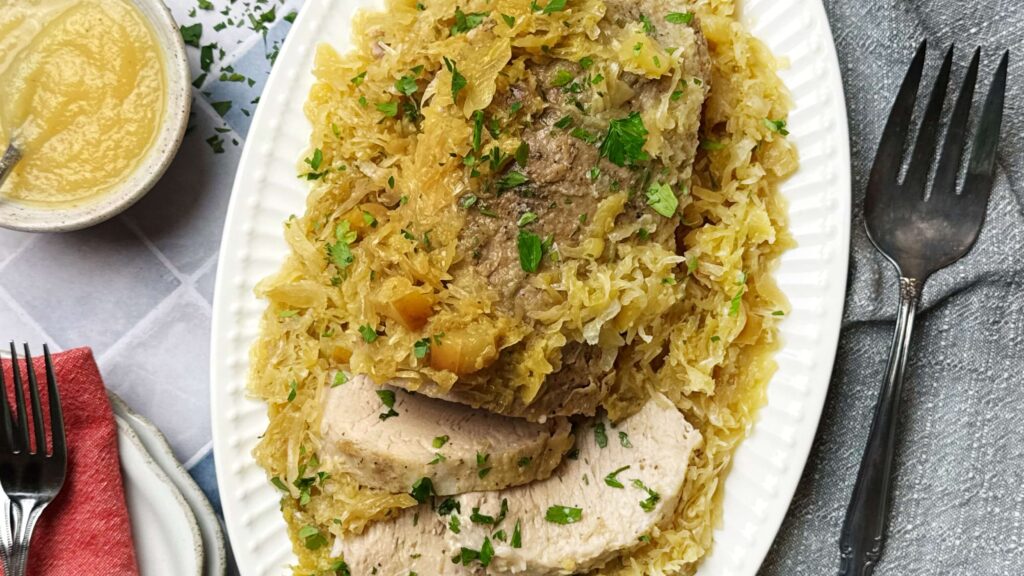 Slow Cooker Pork Loin and Mustard Kraut