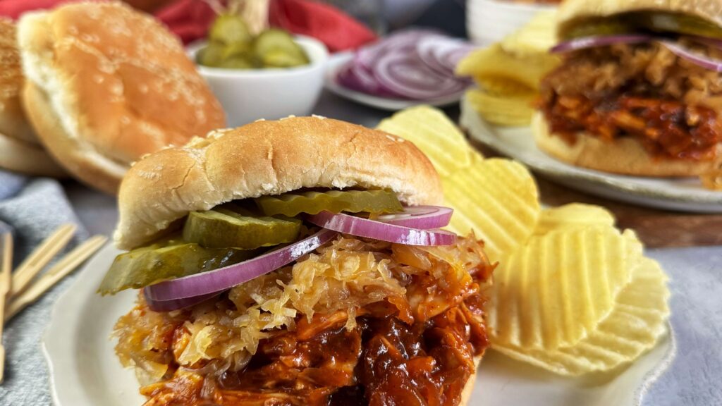 BBQ Chicken and Kraut Sandwich