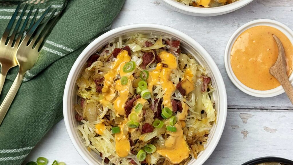 Easy Reuben Bowls with Cabbage and Frank's Kraut