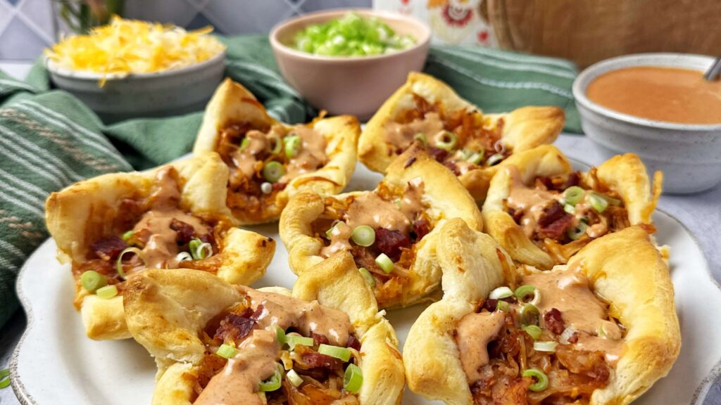 BBQ Reuben Crescent Cups with Zesty Dipping Sauce