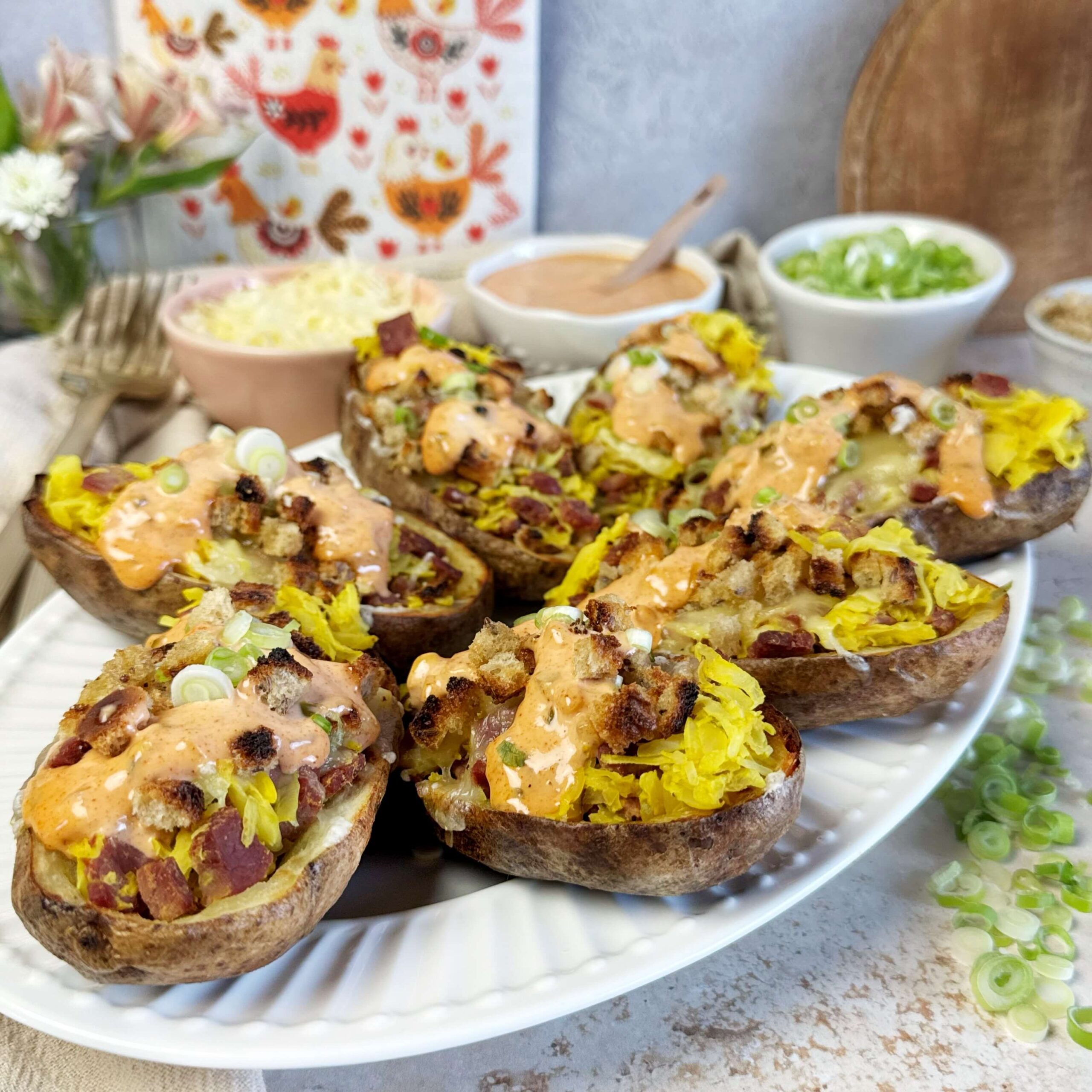Reuben Potato Skins with Mustard Kraut, Rye Breadcrumbs, and Homemade ...