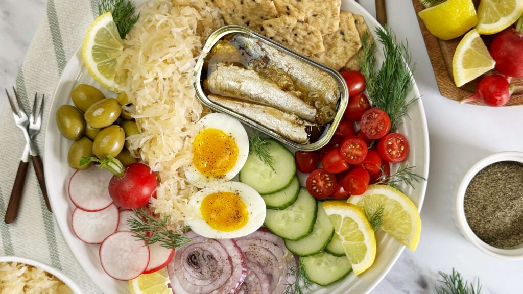 Bavarian Kraut and Tinned Fish Snack Plate